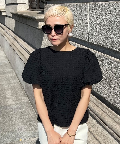 「JENNE」 半袖ブラウス LARGE ホワイト レディース_画像2