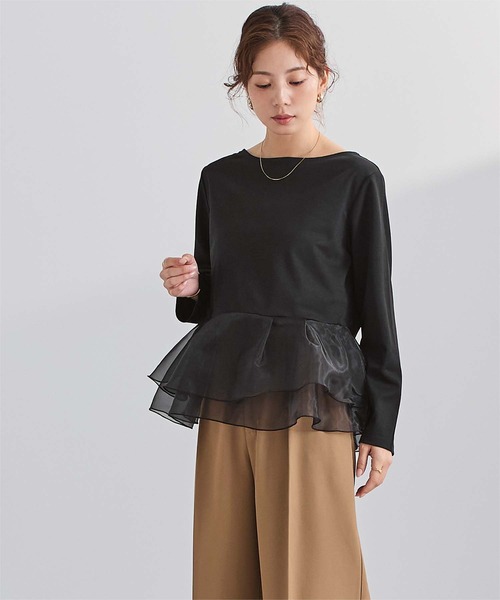 ur's（ユアーズ） tシャツ チュールドッキングペプラムプルオーバー
