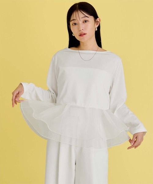 ur's（ユアーズ） tシャツ チュールドッキングペプラムプルオーバー
