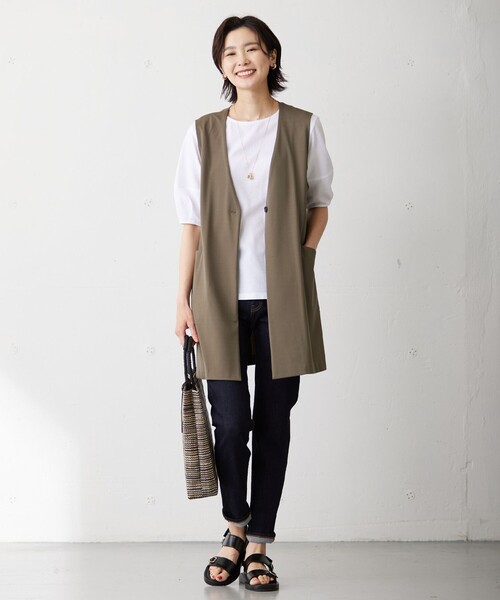 「J.PRESS」 半袖カットソー T13 ネイビー レディース_画像6