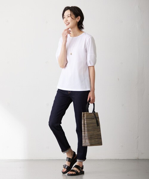 「J.PRESS」 半袖カットソー T13 ネイビー レディース_画像7