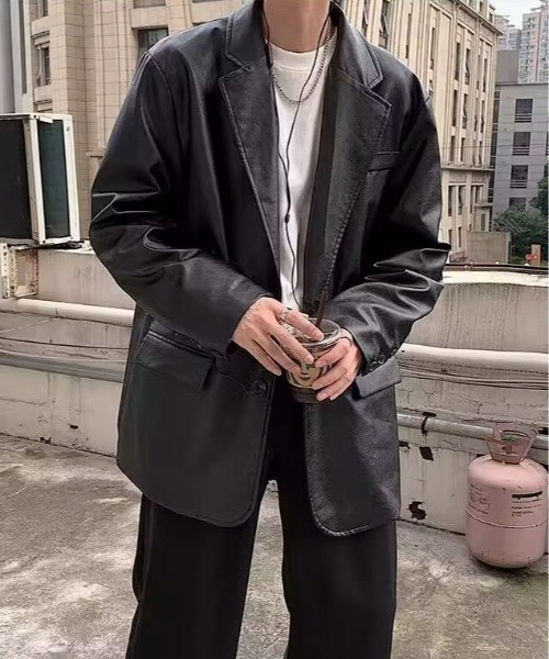 L.G.B. ブラック テーラードジャケット テーラードジャケット メンズ ガーゼ ビッグシルエット ブラック 黒