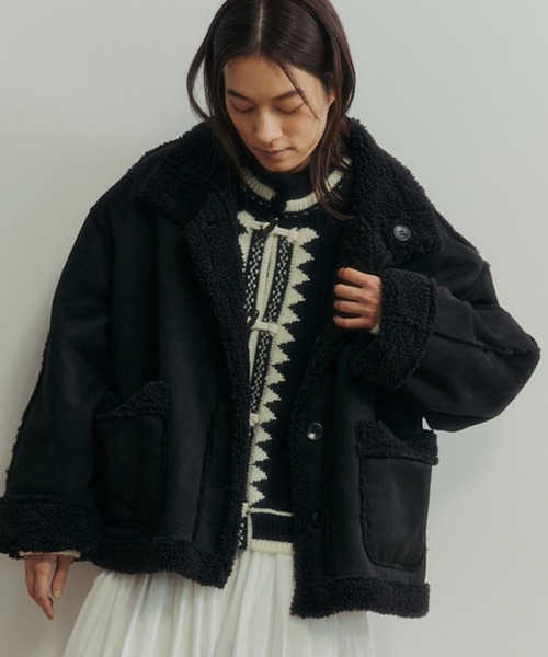 美品✩本物✩リバーシブル✩ムートンコート✩柔らか✩ツルツル革✩軽いですよ Libra Cue（リブラ キュー） ムートンコート ボアコート フェイク