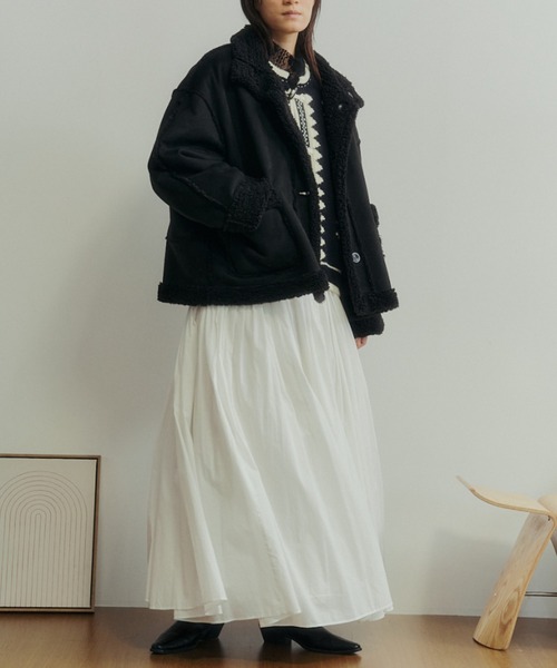 美品✩本物✩リバーシブル✩ムートンコート✩柔らか✩ツルツル革✩軽いですよ Libra Cue（リブラ キュー） ムートンコート ボアコート フェイク