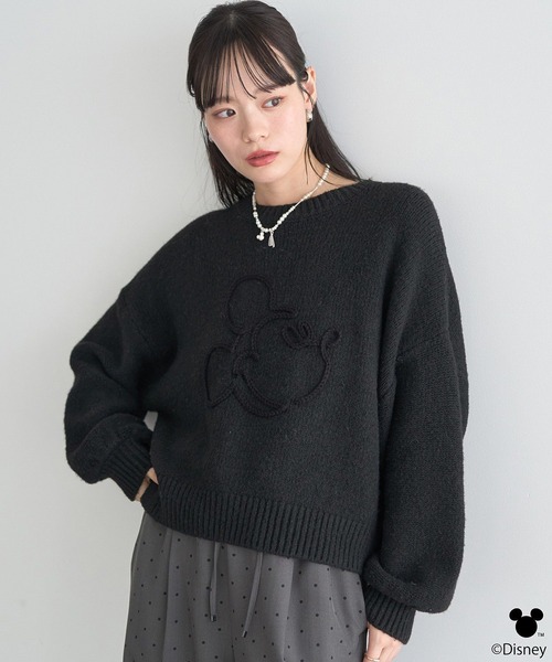 Disney（ディズニー） ニット セーター Disney/ミッキーコード刺繍