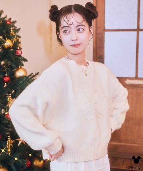 Disney（ディズニー） ニット セーター Disney/ミッキーコード刺繍