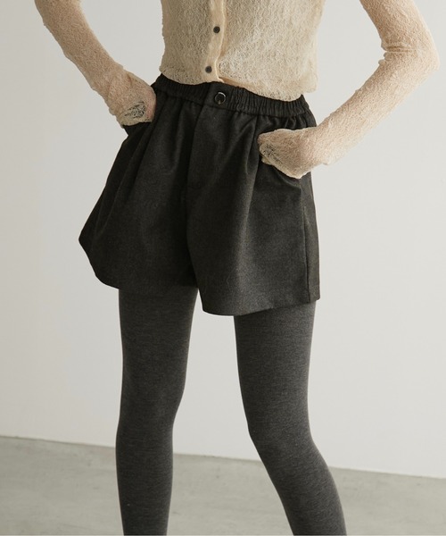 LOSCa パンツ ウール混タックイージーショートパンツ レディース