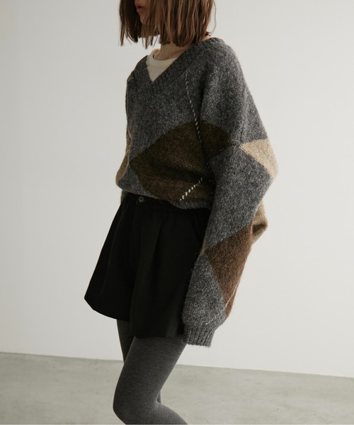 LOSCa パンツ ウール混タックイージーショートパンツ レディース