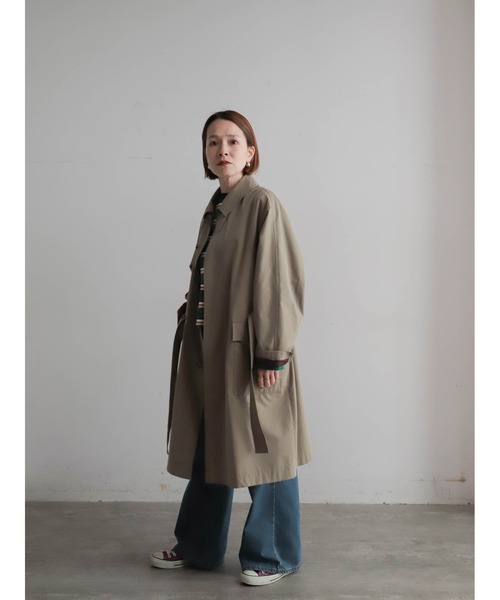 BEAUTY&YOUTH コットンシャンブレー×毛ブレンド　ステンカラーコート SALE駆け込み！今なら