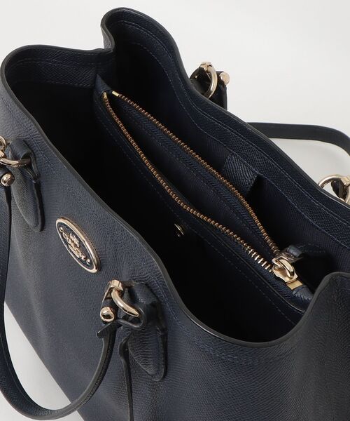 【美品】COACH ネイビー キャンバスコーティング 2wayバック COACH（コーチ） ワンポイント2WAYバッグ - ネイビー レディース