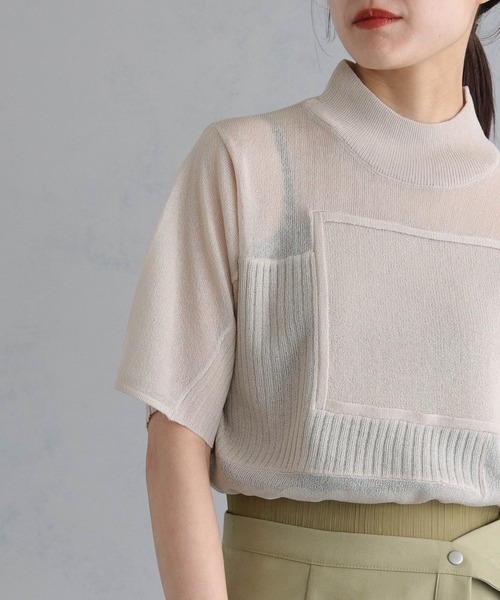 「&g'aime」 半袖ニット FREE チャコールグレー レディース_画像3