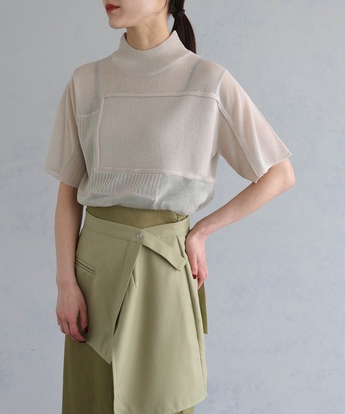 「&g'aime」 半袖ニット FREE チャコールグレー レディース_画像4