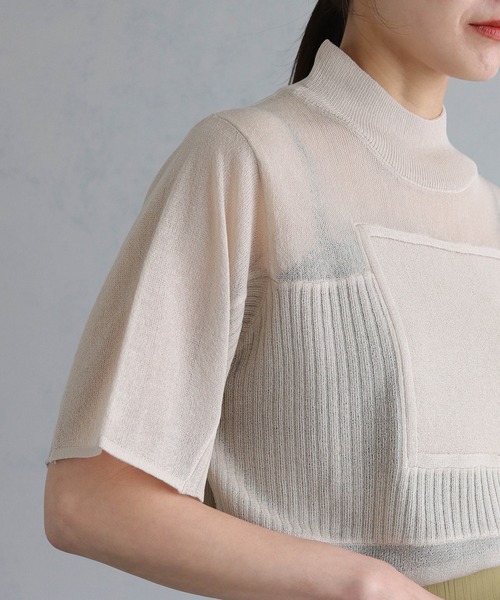 「&g'aime」 半袖ニット FREE チャコールグレー レディース_画像5