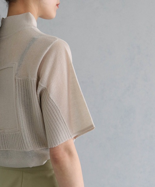 「&g'aime」 半袖ニット FREE チャコールグレー レディース_画像7