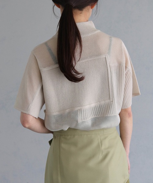 「&g'aime」 半袖ニット FREE チャコールグレー レディース_画像8