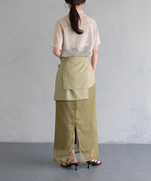 「&g'aime」 半袖ニット FREE チャコールグレー レディース_画像9