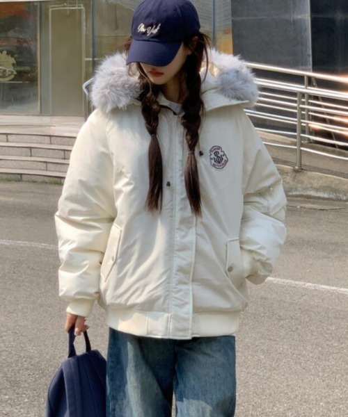 ダウンコート ダウンジャケット ファーフード付きダウンジャケット