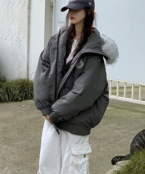 ダウンコート ダウンジャケット ファーフード付きダウンジャケット