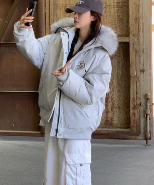 ダウンコート ダウンジャケット ファーフード付きダウンジャケット