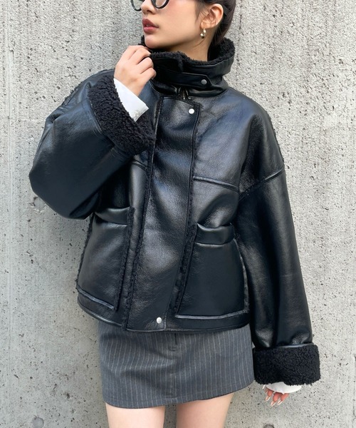 専用♡♡AGAWD♡フェイクレザーブルゾン♡送料込み アガウド セール】オーバーサイズ フェイク レザー ブルゾン（ブルゾン）｜Ada