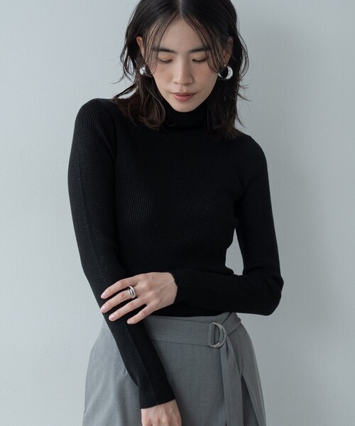 INDIVI GALLEST ニット セーター ラメリブタートルニット レディース