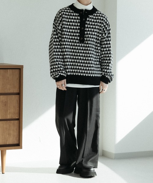 「epnok」 長袖ニット SMALL ネイビー メンズ_画像6