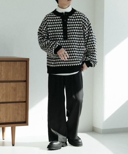 「epnok」 長袖ニット SMALL ネイビー メンズ_画像9