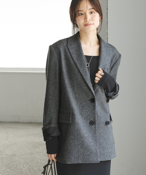 「NOBLE」 ジャケット 36 ライトグレー レディース_画像4