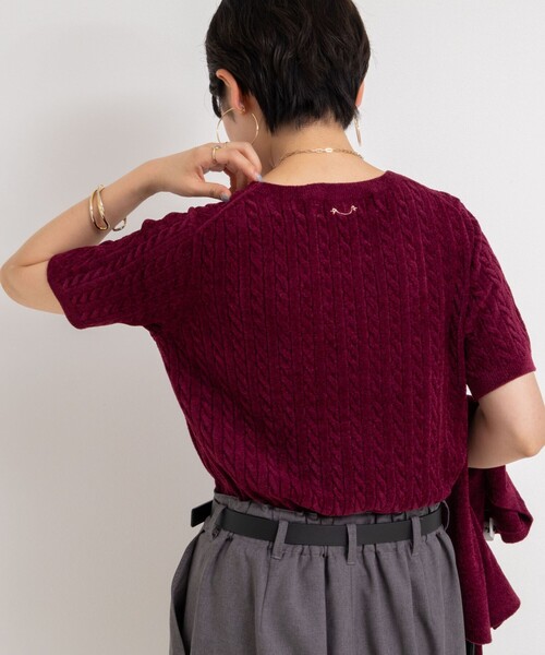 「Rie Miller」 半袖ニット 38 ボルドー レディース_画像4