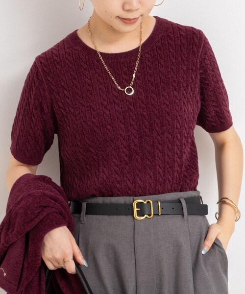 「Rie Miller」 半袖ニット 38 ボルドー レディース_画像6