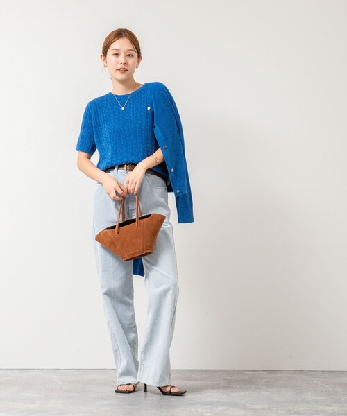 「Rie Miller」 半袖ニット 38 ボルドー レディース_画像9