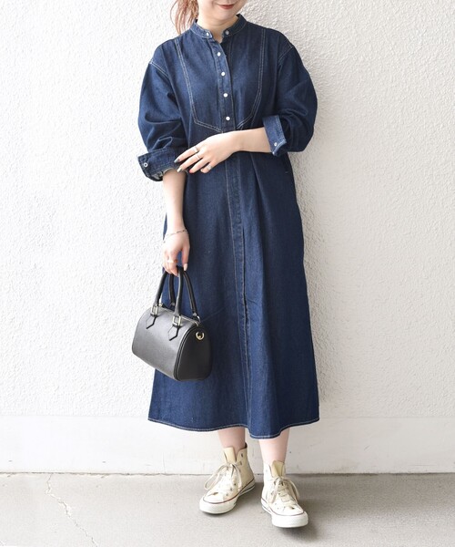 SHIPS any 「SHIPS any」 長袖ワンピース ONE SIZE ネイビー