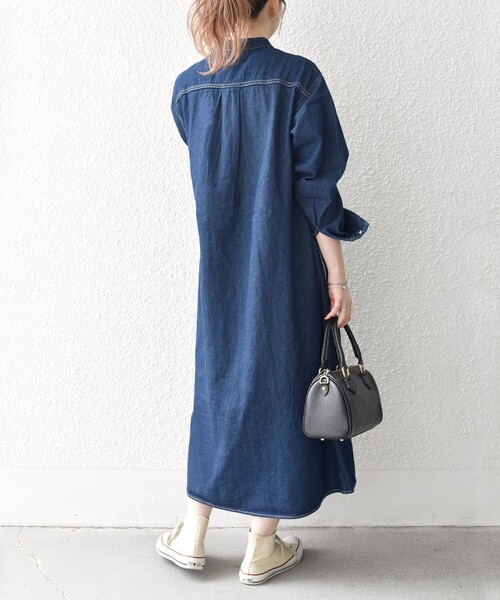 【美品】　SHIPS any ネイビーワンピース SHIPS any ワンピース any:「手洗い可能」ジャカード ウエスト タック