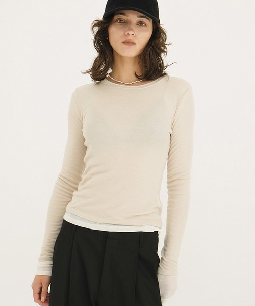 CLANE／SHEER LAYERED CUT TOPS CLANE（クラネ） tシャツ SHEER LAYERED CUT TOPS レディース