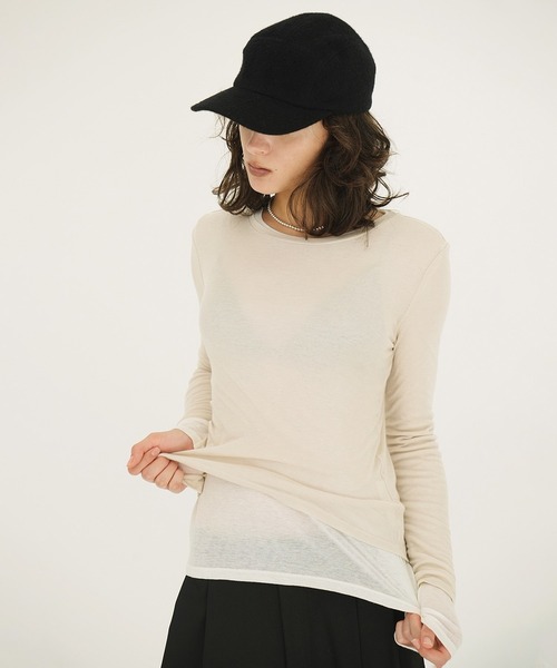 CLANE（クラネ） tシャツ SHEER LAYERED CUT TOPS レディース