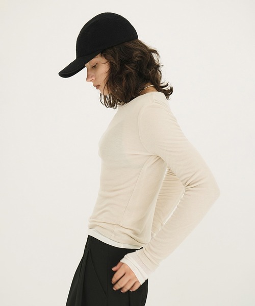 CLANE（クラネ） tシャツ SHEER LAYERED CUT TOPS レディース