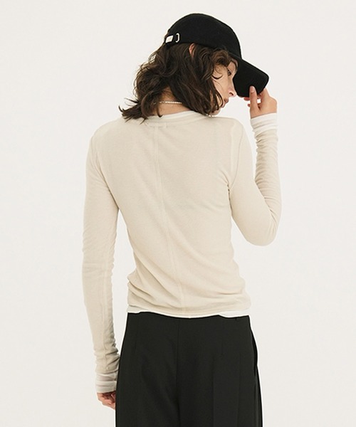CLANE（クラネ） tシャツ SHEER LAYERED CUT TOPS レディース
