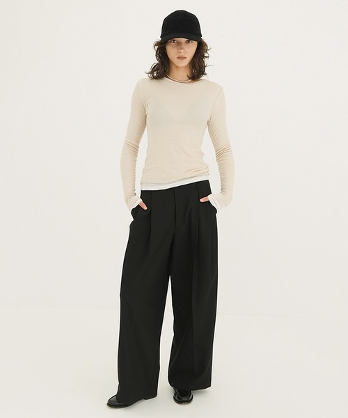 CLANE（クラネ） tシャツ SHEER LAYERED CUT TOPS レディース
