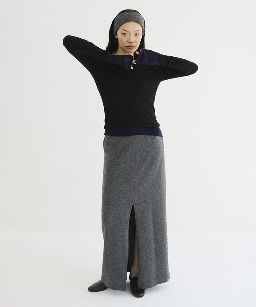 CLANE（クラネ） tシャツ SHEER LAYERED CUT TOPS レディース