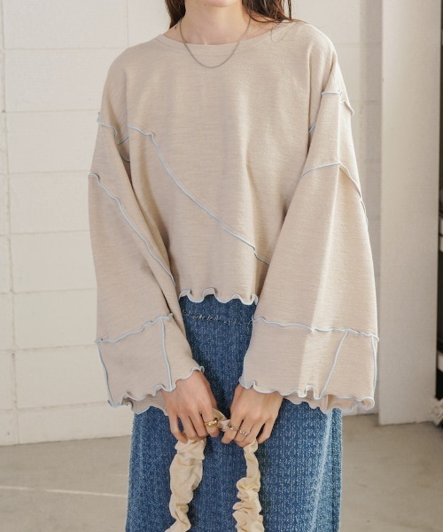 「Bab」 長袖カットソー FREE オフホワイト レディース_画像4