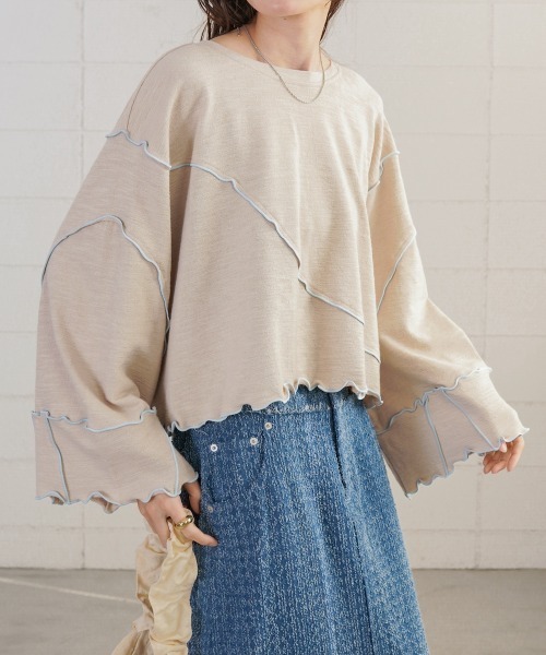 「Bab」 長袖カットソー FREE オフホワイト レディース_画像6