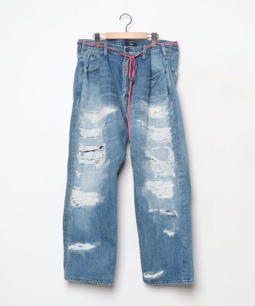 glamb　ラスティデニムイージーパンツ　ケミカルウォッシュ加工　インディゴ　2 glamb ラスティデニムイージーパンツ ケミカルウォッシュ加工