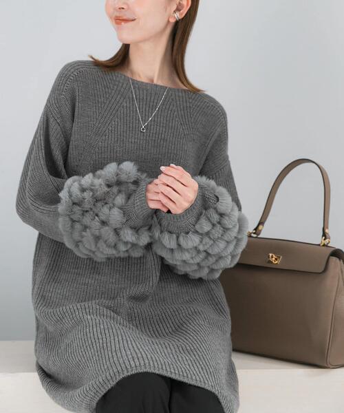 ワンピース 「WEB限定」ファードッキングニットミニワンピース