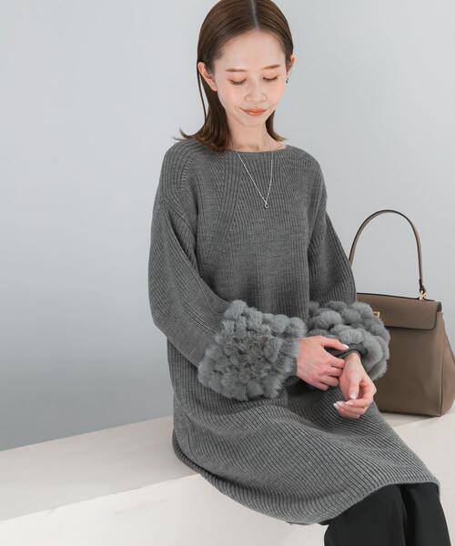 ワンピース 「WEB限定」ファードッキングニットミニワンピース