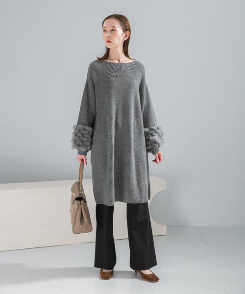 ワンピース 「WEB限定」ファードッキングニットミニワンピース