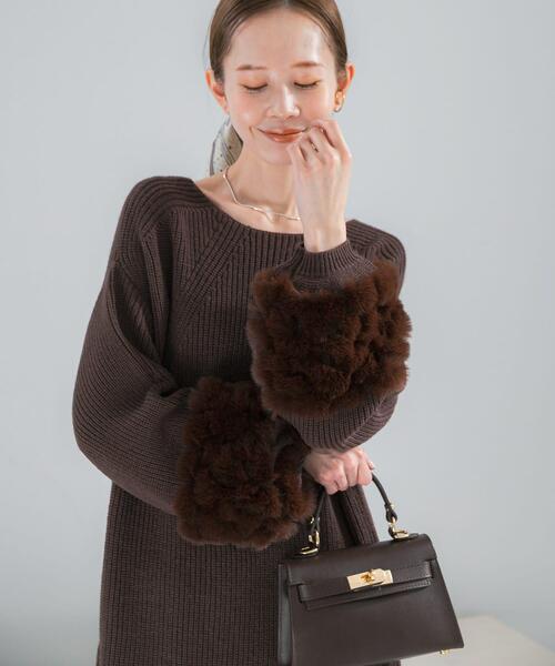 ワンピース 「WEB限定」ファードッキングニットミニワンピース