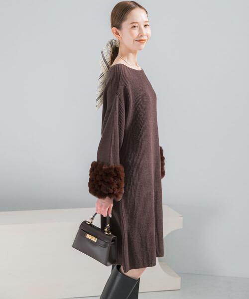 ワンピース 「WEB限定」ファードッキングニットミニワンピース