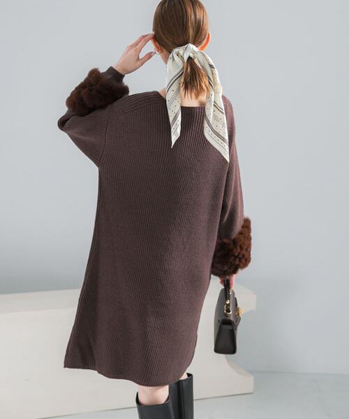 ワンピース 「WEB限定」ファードッキングニットミニワンピース