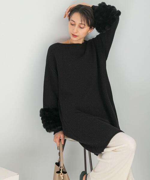 ワンピース 「WEB限定」ファードッキングニットミニワンピース