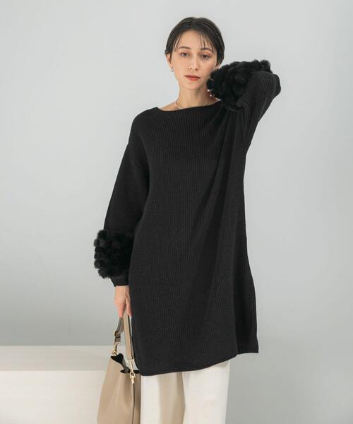 ワンピース 「WEB限定」ファードッキングニットミニワンピース